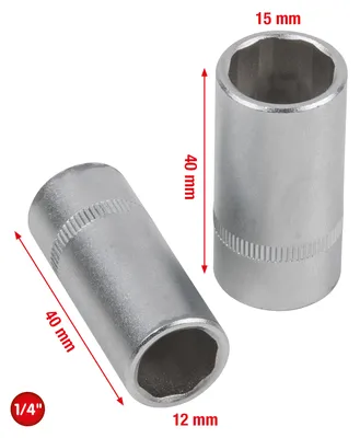 Produktbild von KS Tools 550.1170, Steckschlüssel-Satz, 1/4", 2 Kopf/Köpfe, Chrom-Vanadium-Stahl, DIN 3120, ISO 1174, 116 g