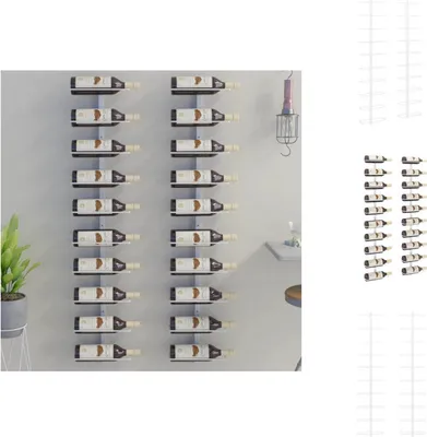 Obrázek produktu pro vidaXL Nástěnné stojany na víno na 10 lahví 2 ks. Bílý kov - Stojany na víno