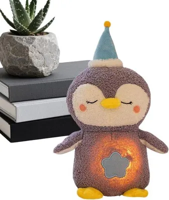 Productafbeelding van Pluche Pinguïn Speelgoed - Zacht Knuffeldier Sensorisch Speelgoed - Kind Kalmeren - Met Sterrenlicht Projectie