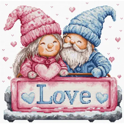 Image de Kit de broderie au point de croix « Winterliebe » de Luca-S, diagramme, 25 x 25 cm