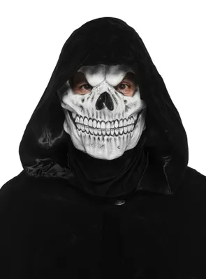 Produktbild von Weiße Schädel Maske mit schwarzem Umhang Größe: Uni