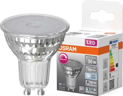 Zdjęcie produktu dla Żarówka LED PAR16 Reflektor GU10 4.7W = 50W 350lm 4000K Neutralna CRI90 36° Ściemnialna SUPERSTAR Osram