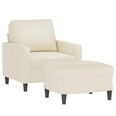 Image de vidaXL Fauteuil avec pouf Crème 60 cm Velours