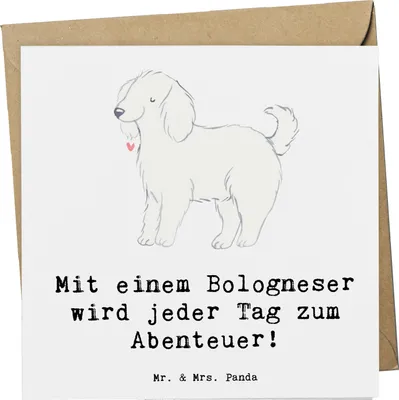 Produktbild von Mr. & Mrs. Panda Deluxe Karte Bologneser Abenteuer - Weiß - Geschenk, kleine Hunde, Lebensfreude, Hund, Klappkarte, doppelkarte, Hunderasse, Glückwunschkarte, faltkarte