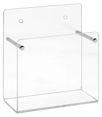 Produktbild von DIN A7 Wandprospekthalter im Hochformat aus Acrylglas / Wandmontage / Bohrlöcher / Acryl