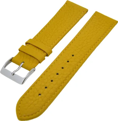 Produktbild von Uhrenarmband Kalbsleder flach mit Naht Senf 22mm Dornschließe