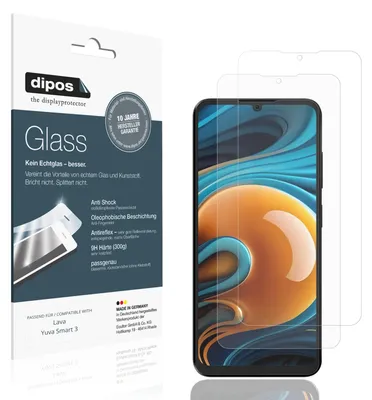 Produktbild von 2x Schutzfolie für Lava Yuva Smart 3 matt - Anti-Shock 9H Folie dipos Glass Kunststoffglas