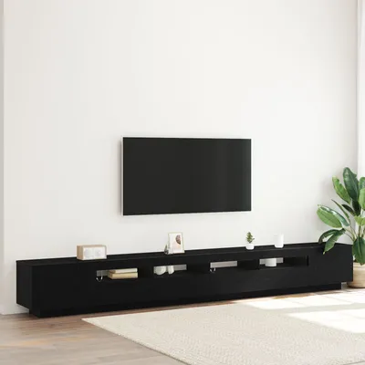 Produktbild von Möbel TV-Schrank mit LED-Lichtern in Schwarz und Eiche, 300x35x40 cm, Holzwerkstoff - TV-Schränke 3333065