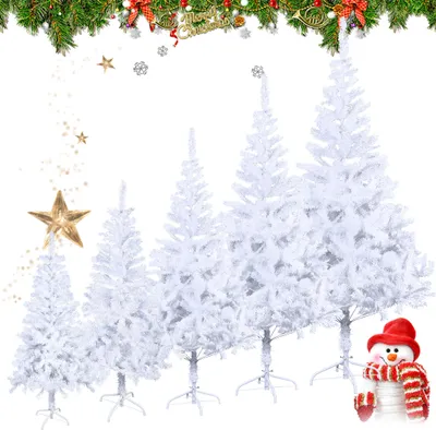 Produktbild von XINZI 210cm Künstlicher Weihnachtsbaum Weiß PVC – Schwer entflammbar, Schnellaufbau, ca, inkl. Ständer – Lena Weihnachtsdeko