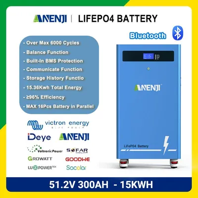 Immagine prodotto di Batteria per accumulo di energia solare - 51,2V 300Ah - Batteria al litio ferrofosfato - Capacità di 16 kWh