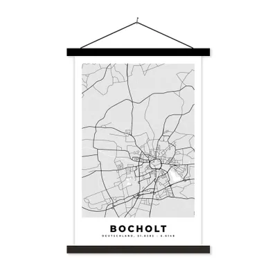 Produktbild von MuchoWow® Textilposter Stadtplan - Karte - Bocholt - Deutschland 120x180 cm mit schwarzem Rahmen - Fotos