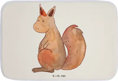 Produktbild von Mr. & Mrs. Panda Teppich Bad Einhorn Glauben - Weiß - Geschenk, Badematte, badezimmer läufer, Badvorleger, Eichhorn, Badezimmerteppich, Einhörnchen, Einhörner, Unicorn