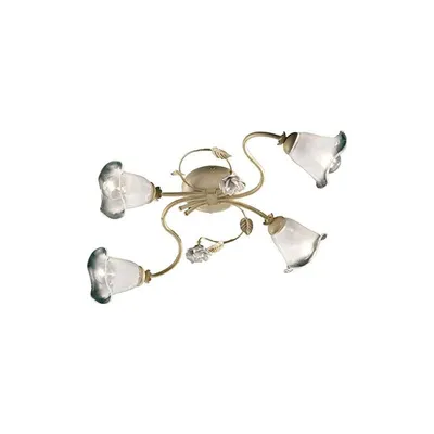 Produktbild von Klassische Deckenleuchte Siena Metall und Keramik Weiß Gold beschattet 4 Lichter E14