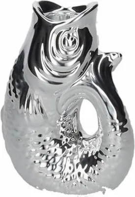 Immagine prodotto di Gift Company Kerzenhalter Monsieur Carafon XS, Kerzenständer in Fisch-Form, Steingut, Silber, H 12.7 cm, 1055302022