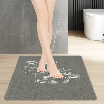 Produktbild von 80x80cm Rutschfeste weiche abwaschbare Badematte PVC Duschmatten Schimmelhemmend (grau) für Nassbereiche