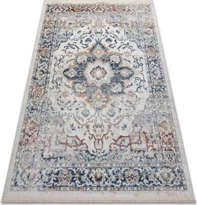 Produktbild von DISTIN 0834A marineblau / blau / gelb / terrakotta moderner Teppich - Ornament, Vintage, Fransen Blau 120x170 cm