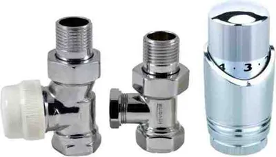 Obrázok produktu pre Priame chrómové nastaviteľné termostatické ventily balenie 1/2" BSP 15mm tvarovka trv