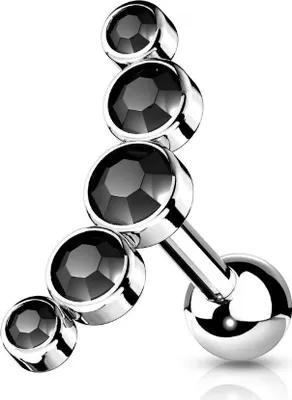 Produktbild von Helix Piercing „5 Kristalle gebogen“ Schwarz