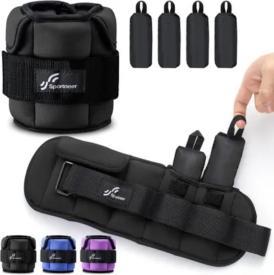 Produktbild von Gewichtsmanschetten für Knöchel – Fitness-Training – Verstellbares Gewichtssystem – Bis zu 45 kg – Schwarz