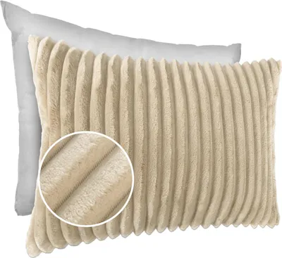 Produktbild von Dekokissen LILLI BIG CORD Velour mit Reißverschluss 30x50cm Einfarbig UNI Creme Sofakissen pflegeleicht