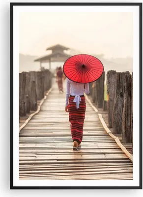 Produktbild von Gerahmtes Poster - Schwarzer Rahmen - Birma Regenschirm Brücke - 70x100 cm - Wand Bild - Wanddeko - Wandbilder - Wandposter - Bilderrahmen - Bilder - Kunstdruck - Wandbild - P2BPA70x100-4261