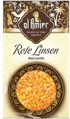 Produktbild von Al Amier Rote Linsen 500 G Faltschachtel Vegan Glutenfrei Mild und leicht erdig im Geschmack