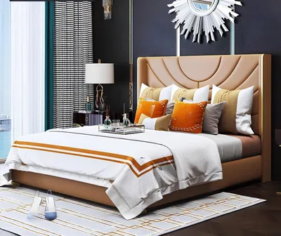 Produktbild von Bett Polster Design Luxus 180x200cm Doppel Hotel Betten Ehe Schlaf Zimmer Leder