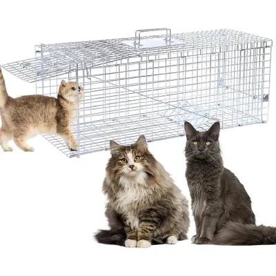 Produktbild von Tierfalle Lebendfalle für Ratten Marder Lebend Garten Marderfalle Rattenfalle Kaninchen Katze Fuchs 60 × 21 × 18 cm Falle Lebendfallen 2 Eingänge