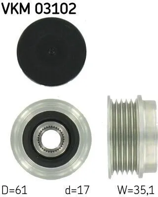 Produktbild von SKF Generatorfreilauf Riemenscheibe Lichtmaschine für AUDI A4 Limousine (8D2, B5) Ø61mm