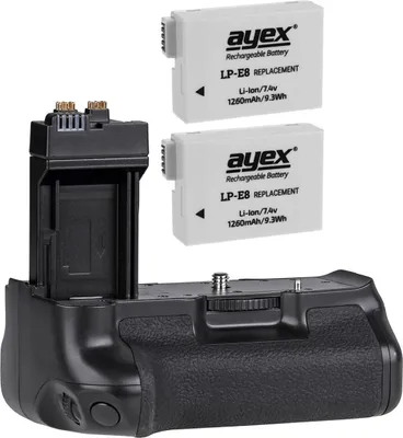 Produktbild von Batteriegriff Set für Canon EOS 550D 600D 650D 700D + 2x LP-E8 Akku wie BG-E8