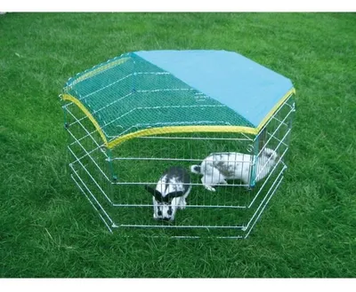 Produktbild von Freigehege, verzinkt, 6 Gitter 56,5x56,5 cm, mit Tür und Netz