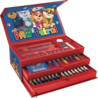 Obrázok produktu pre Sada na kreatívne maľovanie PAW PATROL, 43 dielikov, voskové pastelky, fixky, vodové farby a príslušenstvo, sada