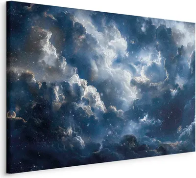 Produktbild von Italienischer Leinwand Leinwandbild - Astronomical Wonders: Clouds and Stars in Harmonious Combination 30x20 cm Muster b-H-10057-b-a