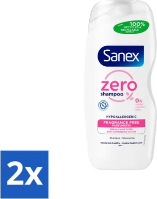 Produktbild von Sanex - Shampoo - Zero% Normales Haar - Milde Reinigung - 250 ml - Vorteilspack - 2 Stücke