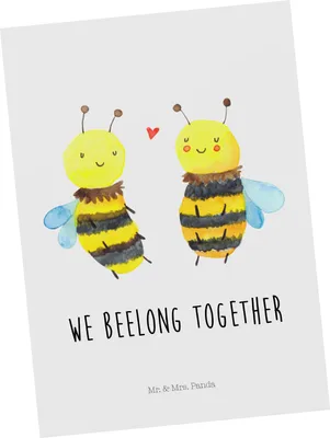 Produktbild von Mr. & Mrs. Panda Postkarte Biene Verliebt - Weiß - Geschenk, einzelkarte, Grußkarte, Postkarten, Ansichtskarte, Ansichtskarten