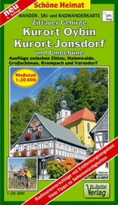 Immagine prodotto di Monti di Zittau, località turistiche di Oybin e Jonsdorf e dintorni: mappa per escursioni a piedi e in bicicletta, scala 1:20.000, valida fino al 2027
