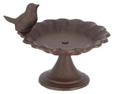 Image de Bain d'oiseau en fonte - Marron - D 15,1 x H 13,6 cm