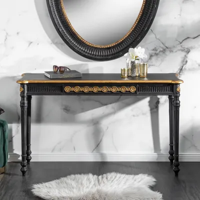 Obrázek produktu pro riess-ambiente Elegantní konzolový stolek VENICE 125cm černá zlatá Příborník z masivního dřeva Stůl na notebook