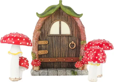 Image de EDWINENE Porte de fée miniature Porte de fée pour décoration d'arbre avec champignon lumineux
