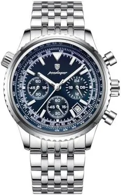 Produktbild von Watch Herren-Armbanduhr, Leuchtend, Datum, wasserdicht, Chronograph, Quarz, Herrenuhr, modisch, Edelstahl, Sport, Herrenuhr