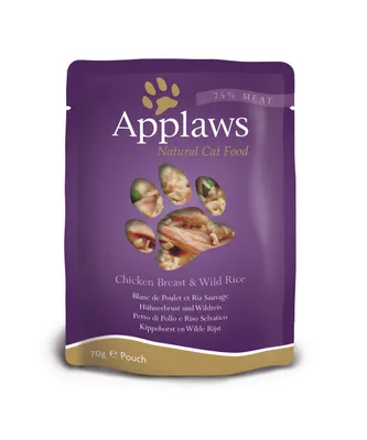 Produktbild von APPLAWS Chicken breast with wild rice in broth - nassfutter für Katzen - 70g