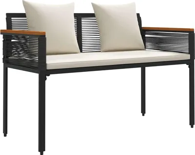 Zdjęcie produktu dla Ławka ogrodowa Czarny i kremowo-biały 117 x 54 x 74.5 cm