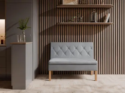 Produktbild von JKG Meble Essbank für Küche - Sitzbank Esszimmer mit Aufbewahrungsbehälter - Esszimmerbank Küche - Velours - Küchensofa - Grau - 90cm