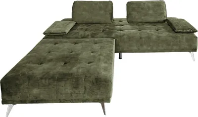 Produktbild von KAWOLA Sofa WIOLO Schlafsofa Daybed mit Hocker velvet moosgrün