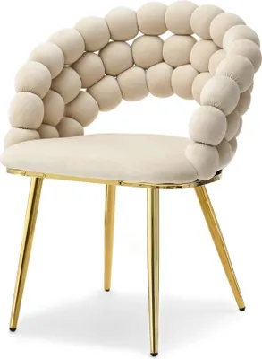 Obrázek produktu pro Designová jídelní židle NAHIDA - krémová / zlatá