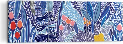 Produktbild von Bild auf Leinwand - Leinwandbild - Blumen Blätter Illustration Tropen - 120x40cm - Wand Bild - Wanddeko - Leinwanddruck - Bilder - Kunstdruck - Leinwand bilder - Wandkunst - CA120x40-2944
