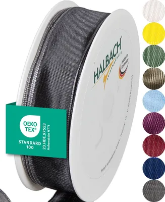 Geschenkband mit Drahtrand, 25 mm x 25 m, dunkelgrau