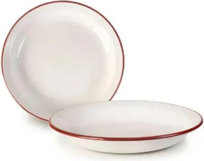 Immagine prodotto di Piatto in smalto bianco e rosso intenso 24 cm