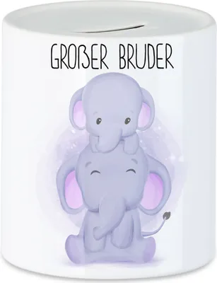 Produktbild von Großer Bruder Spardose Geschwister Bruderliebe Elefant Geborgenheit Beschützer Welt Liebe Bro Familie Kleinkind