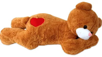 Produktbild von XXL Riesenteddy Kuschel Geschenk Teddybär Kuscheltier Plüsch Teddy braun 100 cm liegend mit Herz